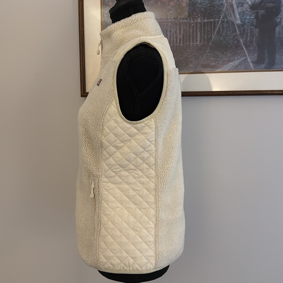 Vineyard Vines Sea View Sherpa Quilted Zip Up Vest Ivory - Size XS - Picture 7 of 9